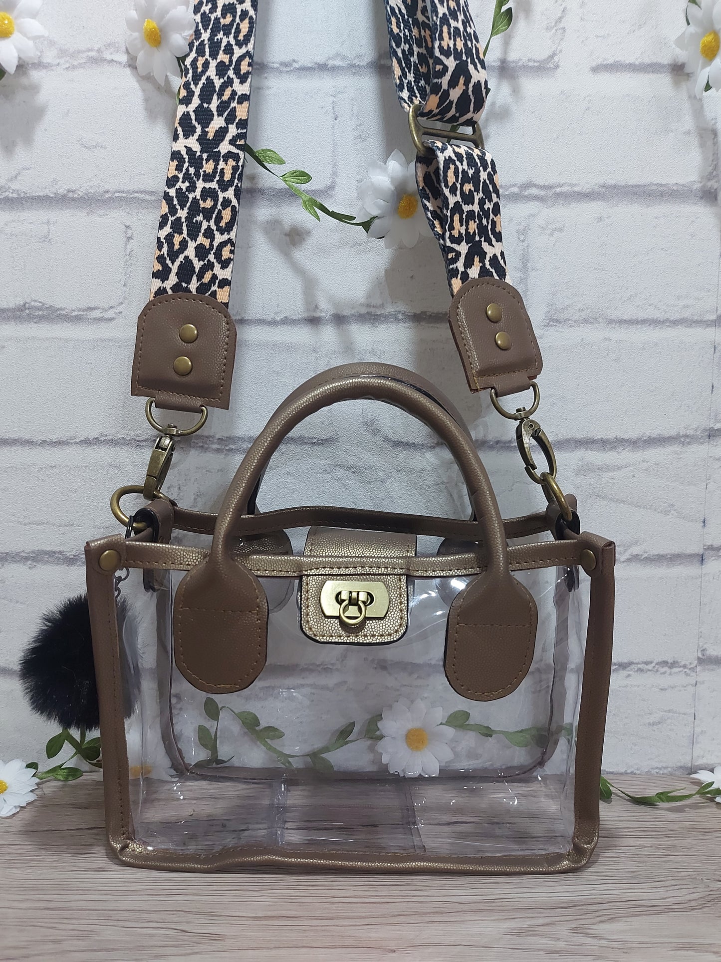 Clear Small Bag with Faux Leather