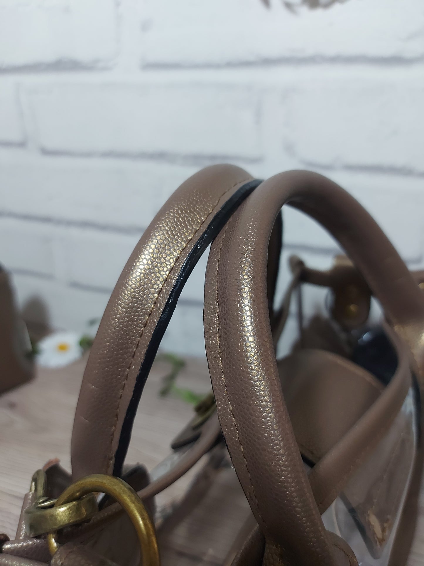 Clear Small Bag with Faux Leather