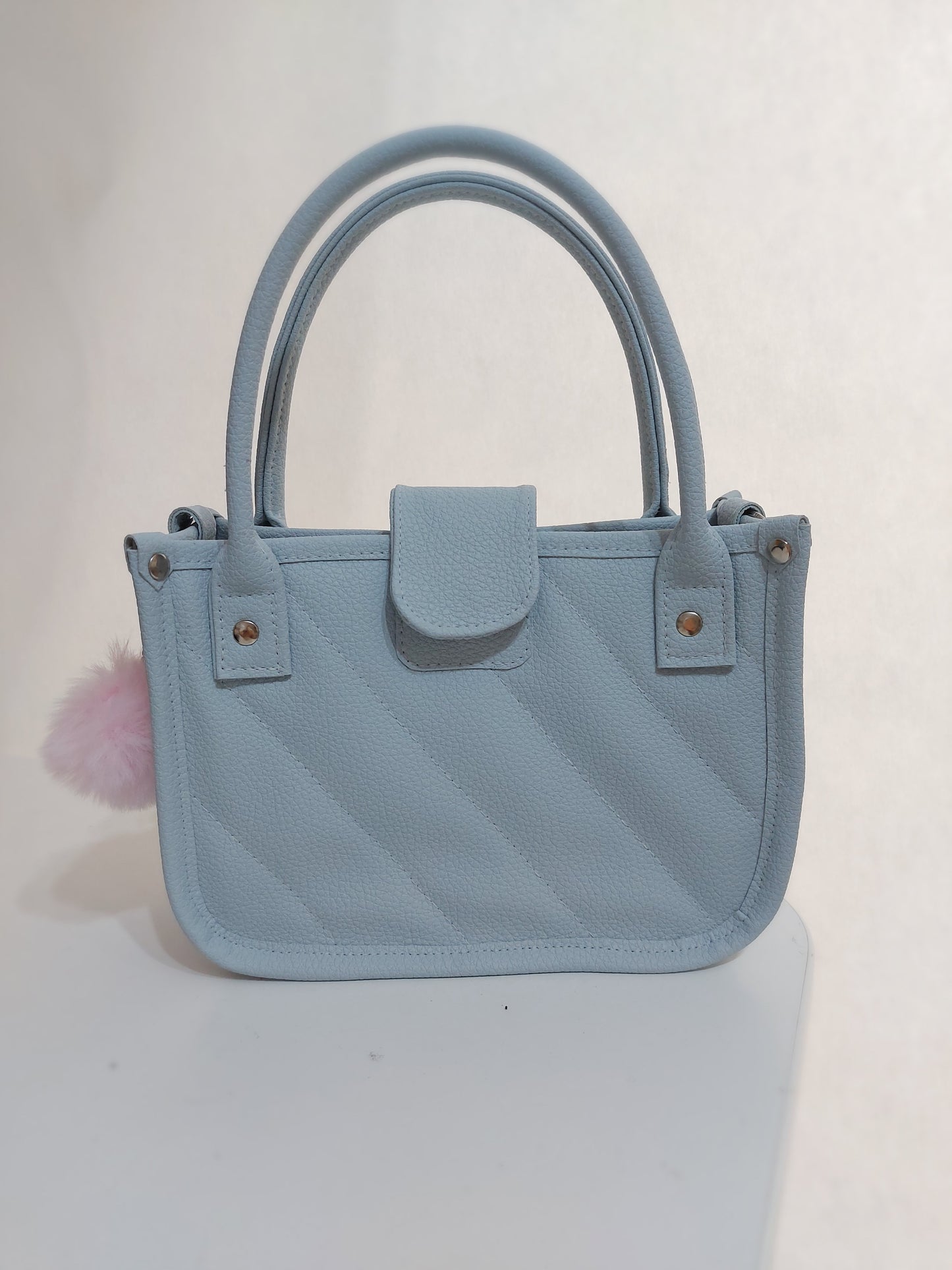 blue faux leather small essentials handbag and crossbody