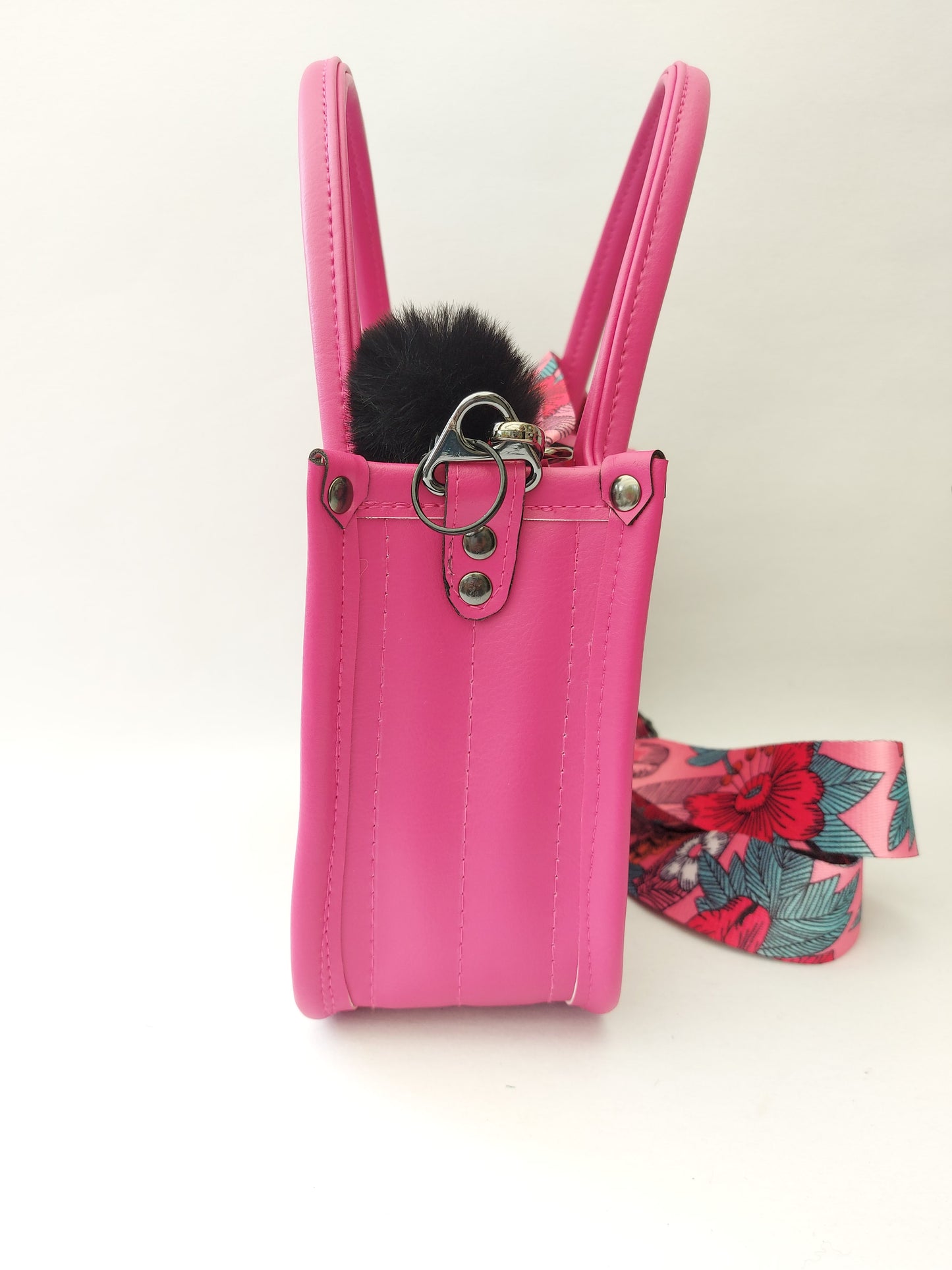Cerise pink faux leather small essentials handbag and crossbody (Copy)