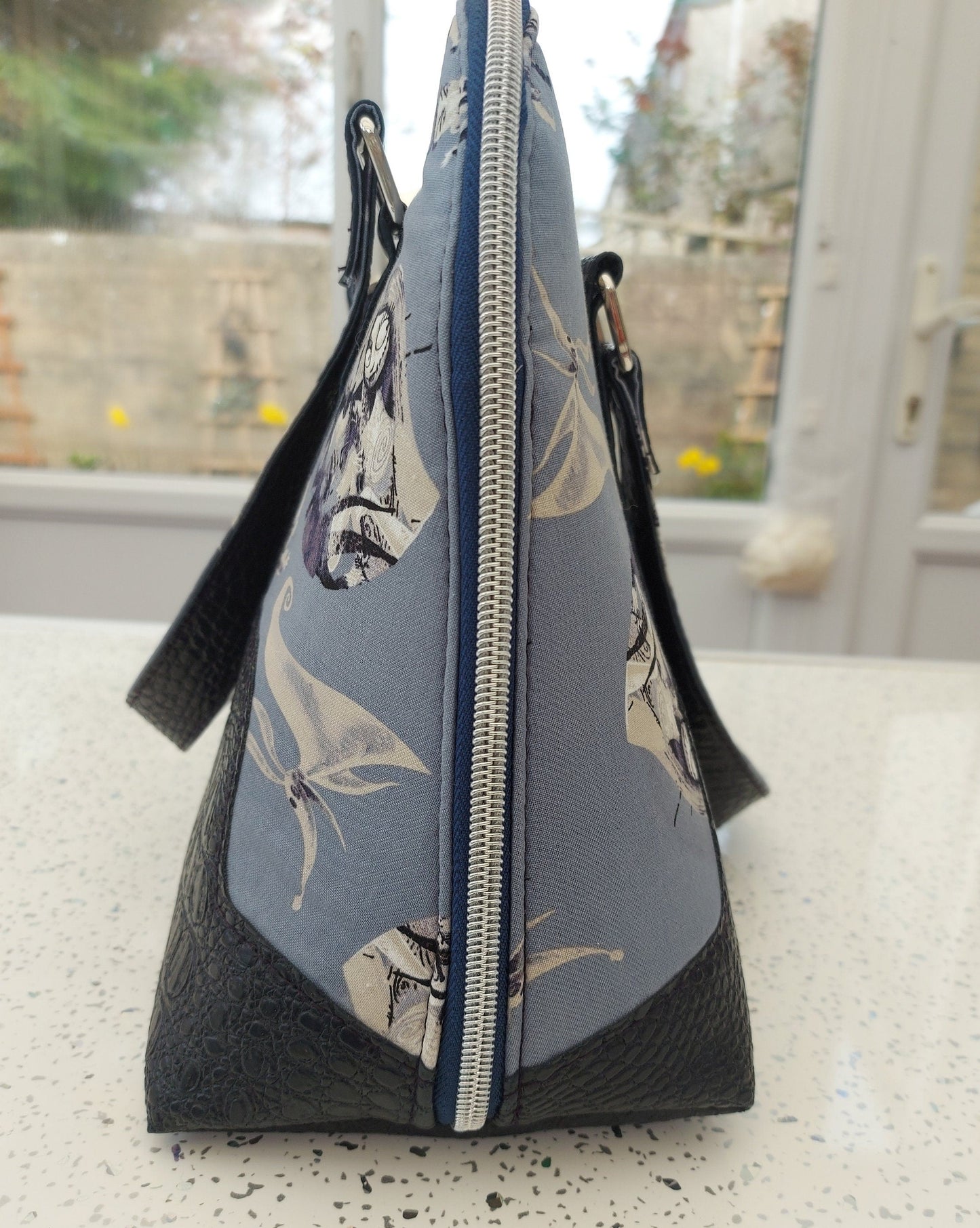 CUSTOM ORDER BOWLERBAG, faux leather and fabric with waterproof inner and detachable crossbody strap made just for you. work bag, bag lover