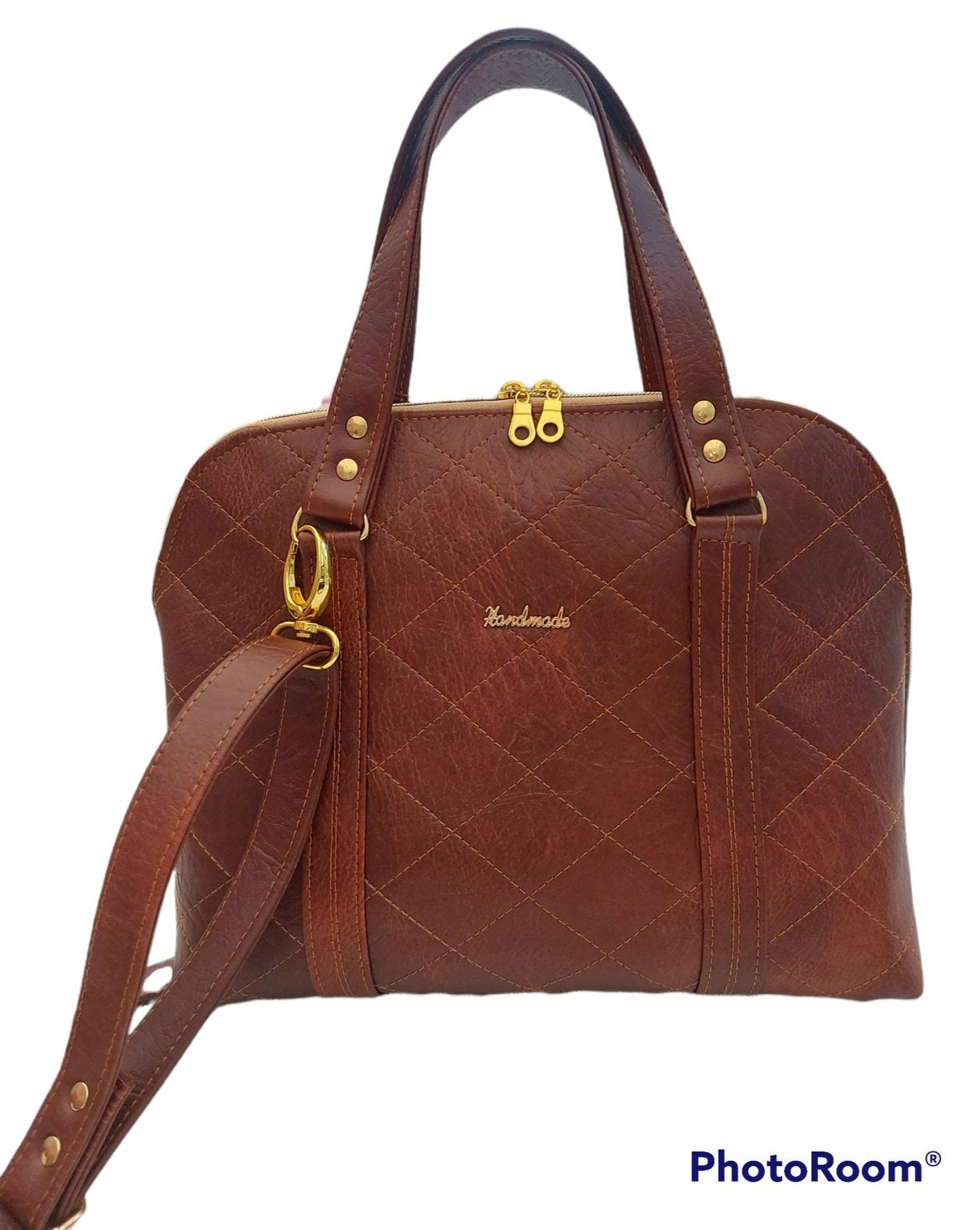 CUSTOM ORDER BOWLERBAG, faux leather and fabric with waterproof inner and detachable crossbody strap made just for you. work bag, bag lover