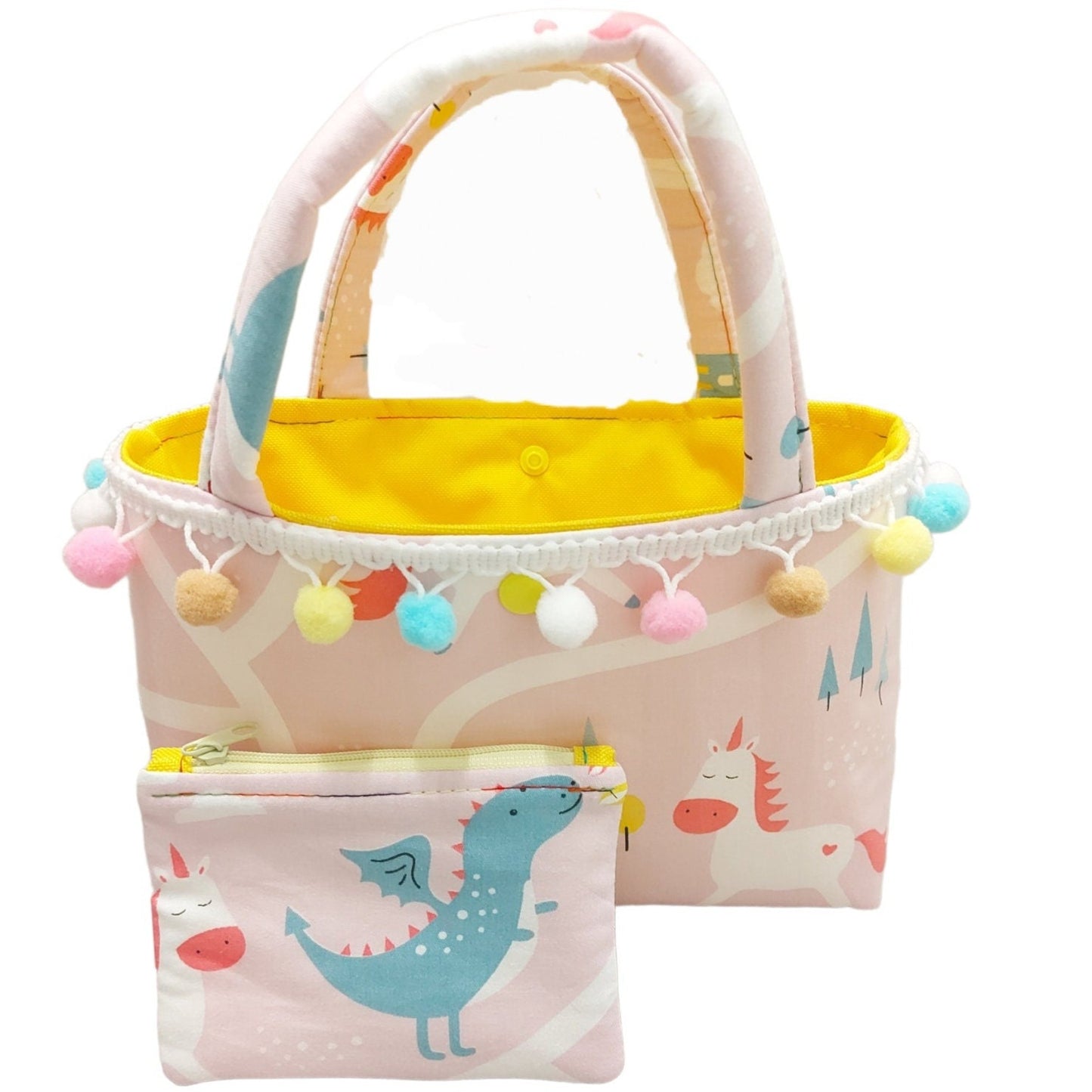 young girls first handbag and purse set from the unicorns and dragons collection, children's top handle carry bag just like mummy