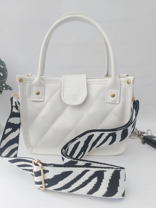 white faux leather small essentials handbag and crossbody (Copy)
