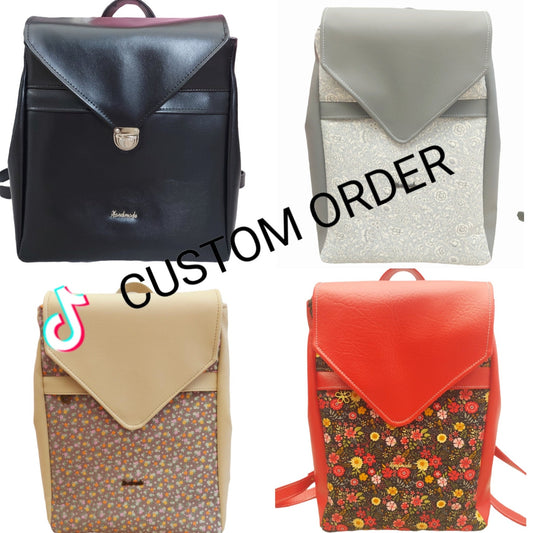 CUSTOM ORDER BACKPACK, leather backpack for young girl woman or man, school college work backpack made to order in choice of colours