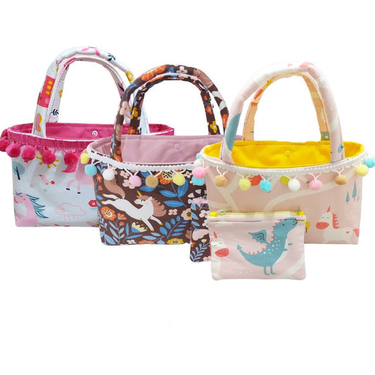 young girls first handbag and purse set from the unicorns and dragons collection, children's top handle carry bag just like mummy